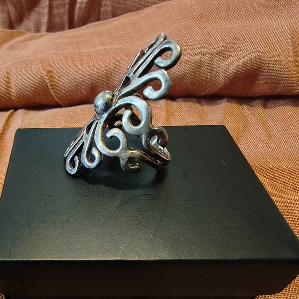 Solid Sterling Silver Scroll Work Ring Ati Mexico - image 3